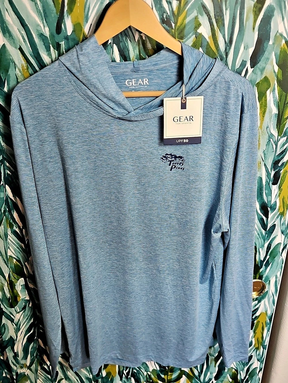 GEAR for Sports Torrey Pines UPF50 Long Sleeve Hooded Shirt Blue - Size L NWT